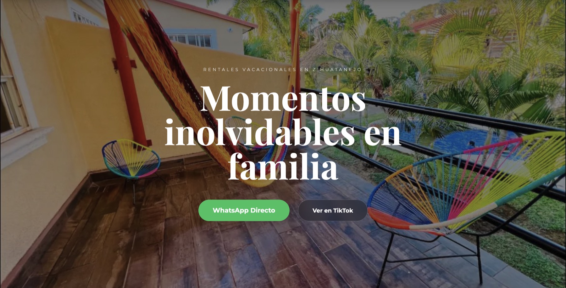 Sitio web de Las Casitas Ixtapa, rentas vacacionales