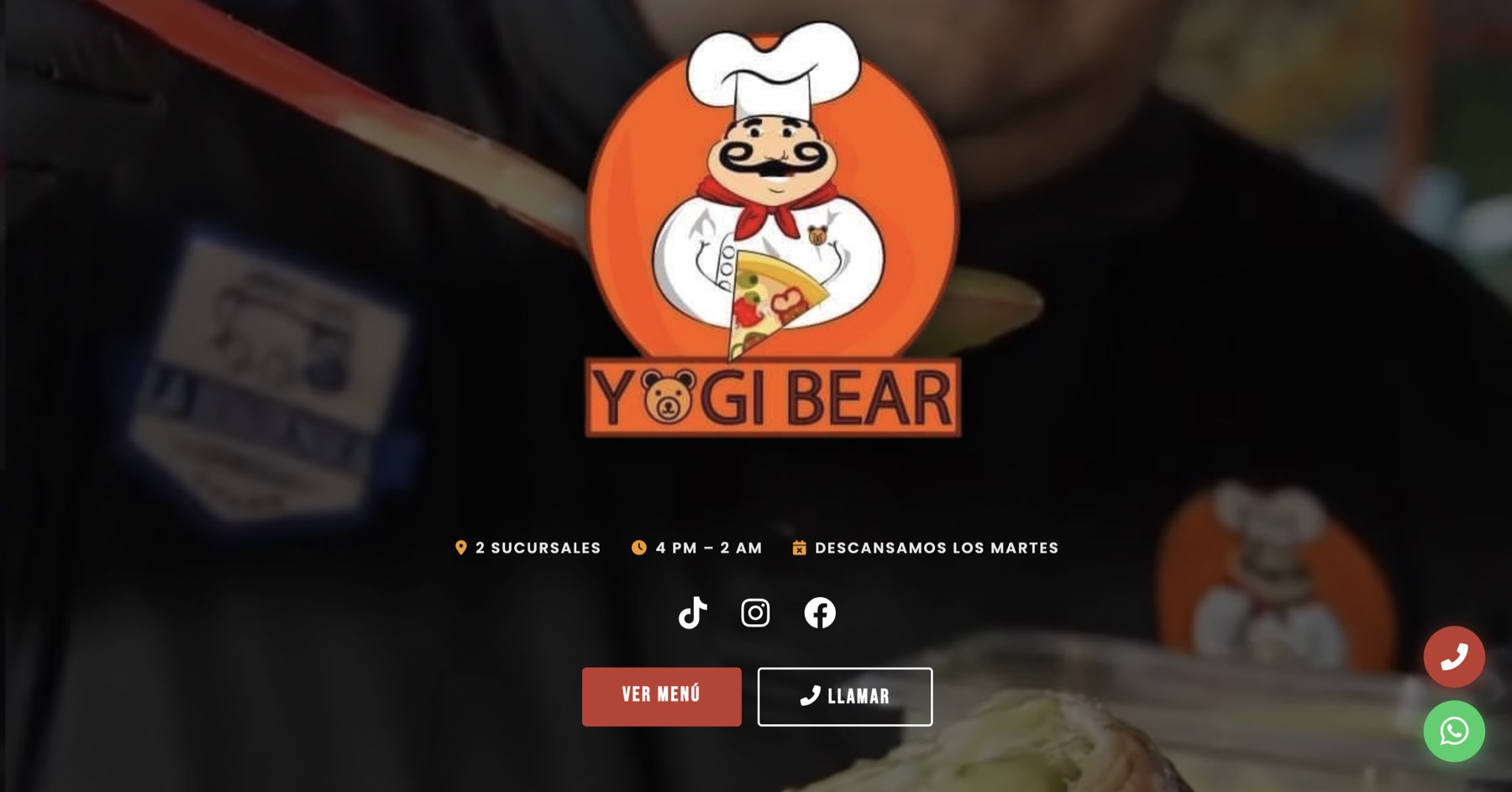Sitio web de Yogi Bear, restaurante en Guadalajara